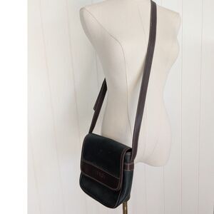 Vintage 80s 90s Esprit Crossbody Bag - Green, Brown - Flap Closure